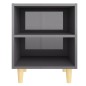 vidaXL Mesitas de noche 2 uds patas de madera gris brillo 40x30x50 cm vidaXL Mesitas de noche 2 uds patas de madera gris brillo 40x30x50 cm