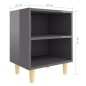 vidaXL Mesitas de noche 2 uds patas de madera gris brillo 40x30x50 cm vidaXL Mesitas de noche 2 uds patas de madera gris brillo 40x30x50 cm