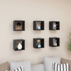 vidaXL Estantes cubo de pared 6 unidades gris 22x15x22 cm