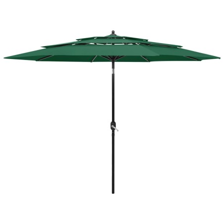 vidaXL Sombrilla de 3 niveles con poste de aluminio verde 3 m