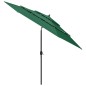 vidaXL Sombrilla de 3 niveles con poste de aluminio verde 3 m