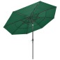 vidaXL Sombrilla de 3 niveles con poste de aluminio verde 3 m