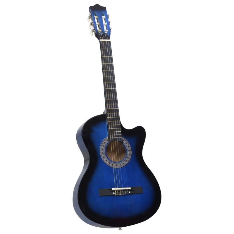 vidaXL Guitarra Clásica Western Cutaway con 6 cuerdas azul 38"    