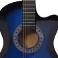 vidaXL Guitarra Clásica Western Cutaway con 6 cuerdas azul 38"    