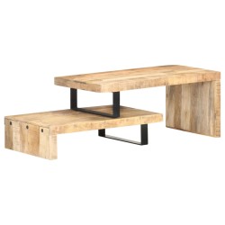 vidaXL Set de 2 mesas de centro de madera maciza de mango 