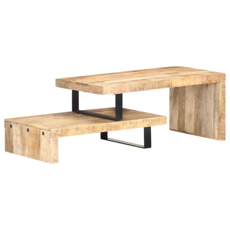 vidaXL Set de 2 mesas de centro de madera maciza de mango vidaXL Set de 2 mesas de centro de madera maciza de mango