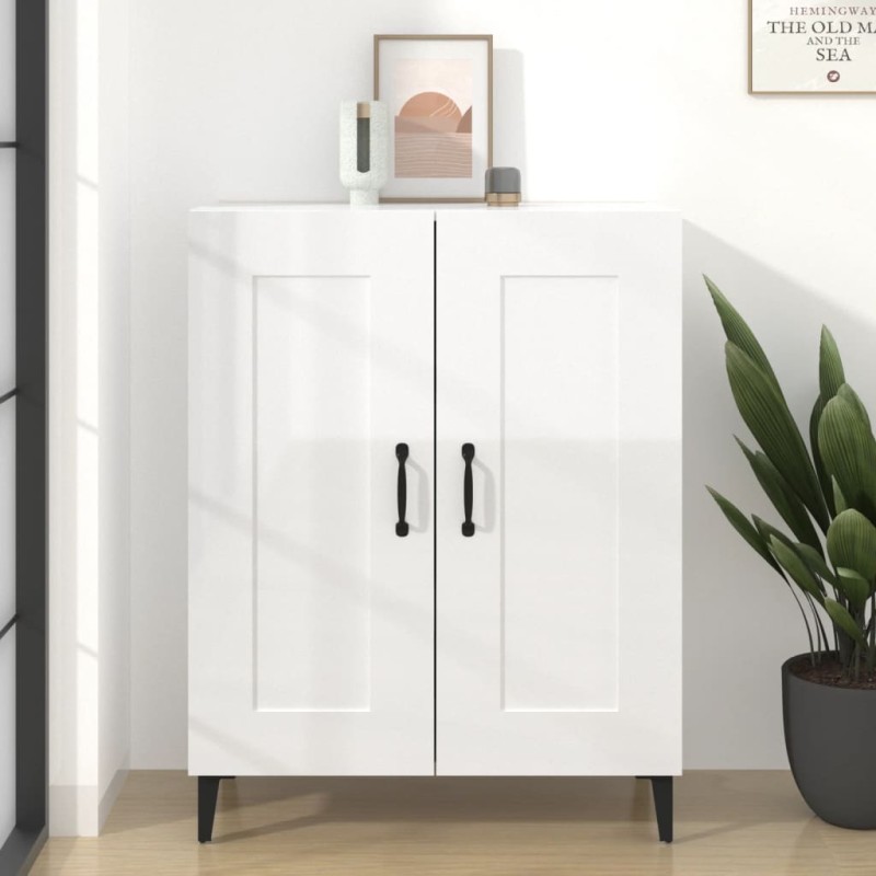 vidaXL Aparador de madera contrachapada blanco brillante 69,5x34x90 cm vidaXL Aparador de madera contrachapada blanco brillante 69,5x34x90 cm