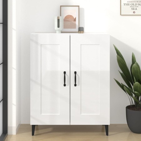 vidaXL Aparador de madera contrachapada blanco brillante 69,5x34x90 cm