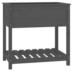 vidaXL Jardinera con estante madera maciza de pino gris 82,5x54x81 cm