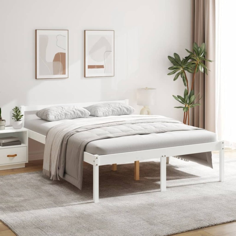 vidaXL Cama para personas mayores madera maciza pino blanca 160x200 cm vidaXL Cama para personas mayores madera maciza pino blanca 160x200 cm