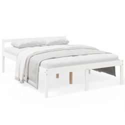 vidaXL Cama para personas mayores madera maciza pino blanca 160x200 cm