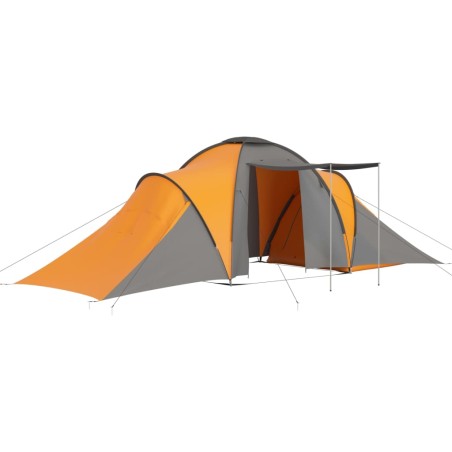 vidaXL Tienda de campaña 6 personas tela gris y naranja
