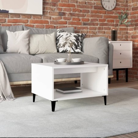 vidaXL Mesa de centro madera contrachapada blanco 60x50x40 cm