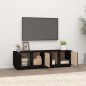 vidaXL Mueble de TV madera maciza de pino negro 140x40x40 cm vidaXL Mueble de TV madera maciza de pino negro 140x40x40 cm