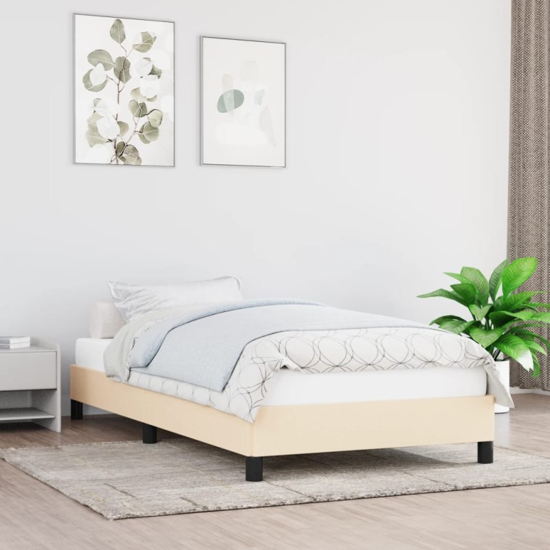 vidaXL Estructura de cama de tela color crema 90x190 cm