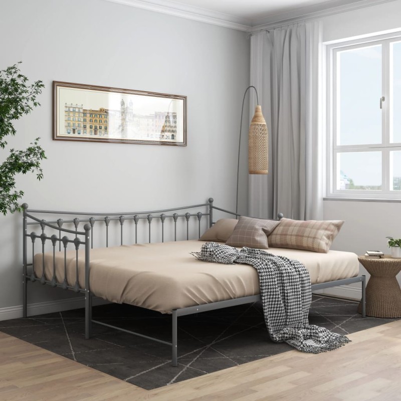 vidaXL Estructura de sofá cama extraíble de metal gris 90x200 cm