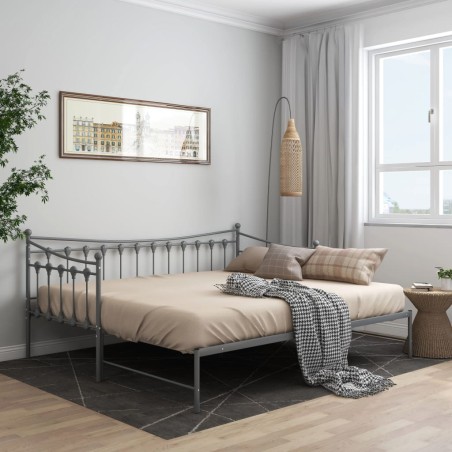 vidaXL Estructura de sofá cama extraíble de metal gris 90x200 cm