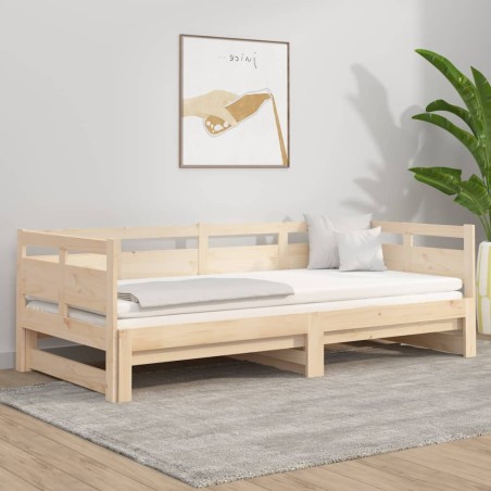 vidaXL Sofá cama extraíble madera maciza de pino 2x(90x190) cm