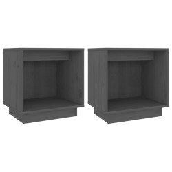 vidaXL Mesitas de noche 2 uds madera maciza de pino gris 40x30x40 cm