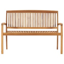 vidaXL Banco de jardín apilable de 2 plazas madera maciza teca 128,5cm