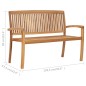 vidaXL Banco de jardín apilable de 2 plazas madera maciza teca 128,5cm vidaXL Banco de jardín apilable de 2 plazas madera maciza teca 128,5cm