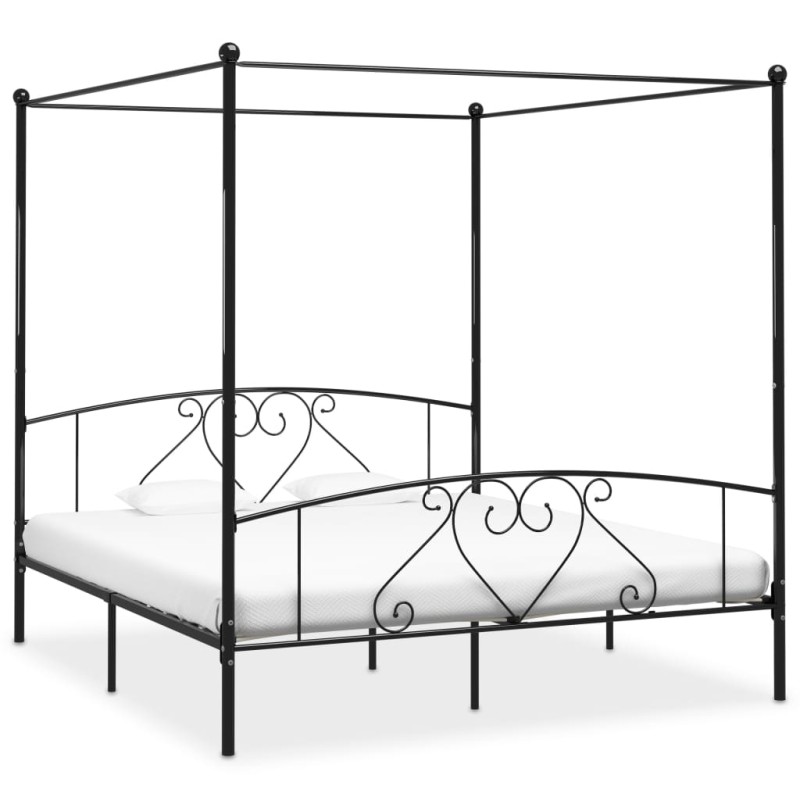 vidaXL Estructura de cama con dosel metal negro 200x200 cm 