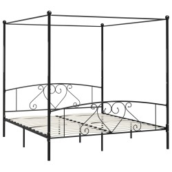 vidaXL Estructura de cama con dosel metal negro 200x200 cm 