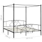 vidaXL Estructura de cama con dosel metal negro 200x200 cm 