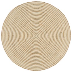 vidaXL Alfombra de yute tejida a mano diseño espiral blanco 90 cm