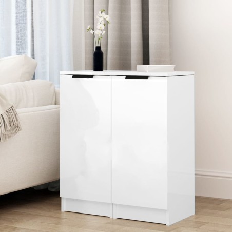 vidaXL Aparadores 2 uds madera contrachapada blanco brillo 30x30x70 cm