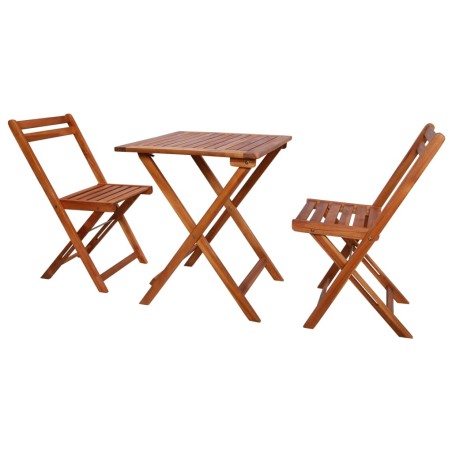 vidaXL Mesa y sillas bistró plegables 3 pzas madera maciza de acacia