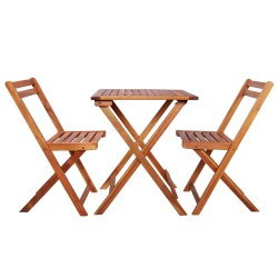 vidaXL Mesa y sillas bistró plegables 3 pzas madera maciza de acacia