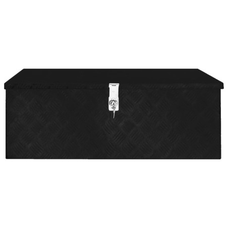 vidaXL Caja de almacenaje de aluminio negro 90x47x33,5 cm
