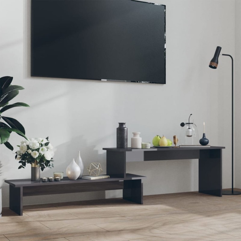 vidaXL Mueble para TV madera contrachapada gris brillante 180x30x43 cm vidaXL Mueble para TV madera contrachapada gris brillante 180x30x43 cm