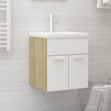 vidaXL Armario para lavabo contrachapada blanco roble 41x38,5x46 cm