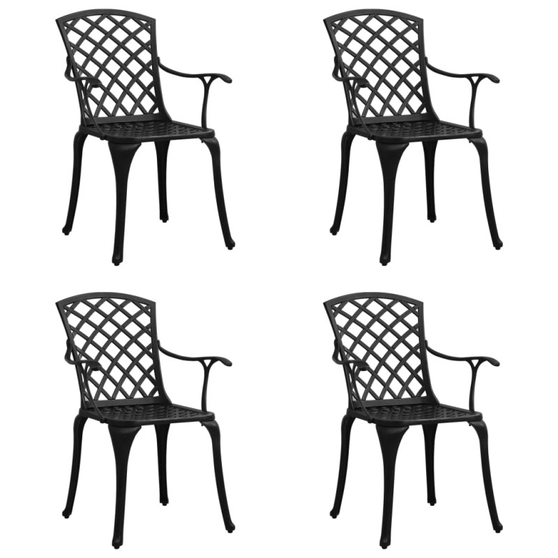 vidaXL Sillas de jardín 4 unidades aluminio fundido negro vidaXL Sillas de jardín 4 unidades aluminio fundido negro
