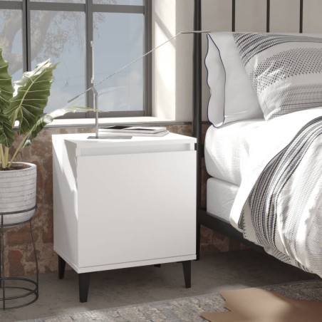 vidaXL Mesita de noche con patas de metal blanco 40x30x50 cm