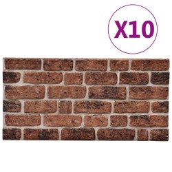 vidaXL Paneles de pared 3D 10 uds diseño de ladrillo EPS marrón oscuro