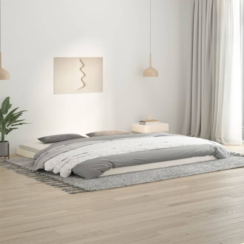 vidaXL Estructura de cama de madera maciza de pino blanco 200x200 cm vidaXL Estructura de cama de madera maciza de pino blanco 200x200 cm
