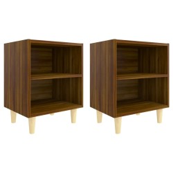 vidaXL Mesitas de noche 2 uds con patas madera marrón roble 40x30x50cm