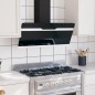 vidaXL Campana extractora pared acero y vidrio templado negro 90 cm vidaXL Campana extractora pared acero y vidrio templado negro 90 cm