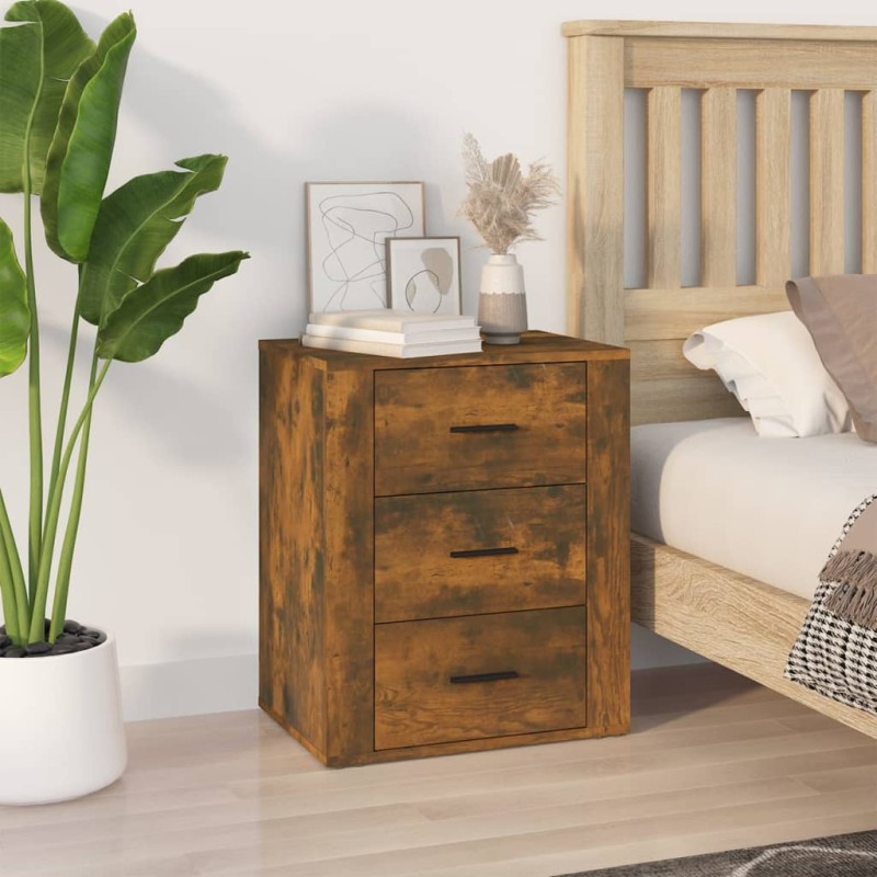 vidaXL Mesita de noche madera contrachapada roble ahumado 50x36x60 cm vidaXL Mesita de noche madera contrachapada roble ahumado 50x36x60 cm