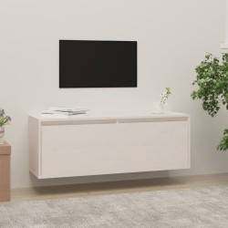 vidaXL Armario de pared de madera maciza de pino blanco 100x30x35 cm