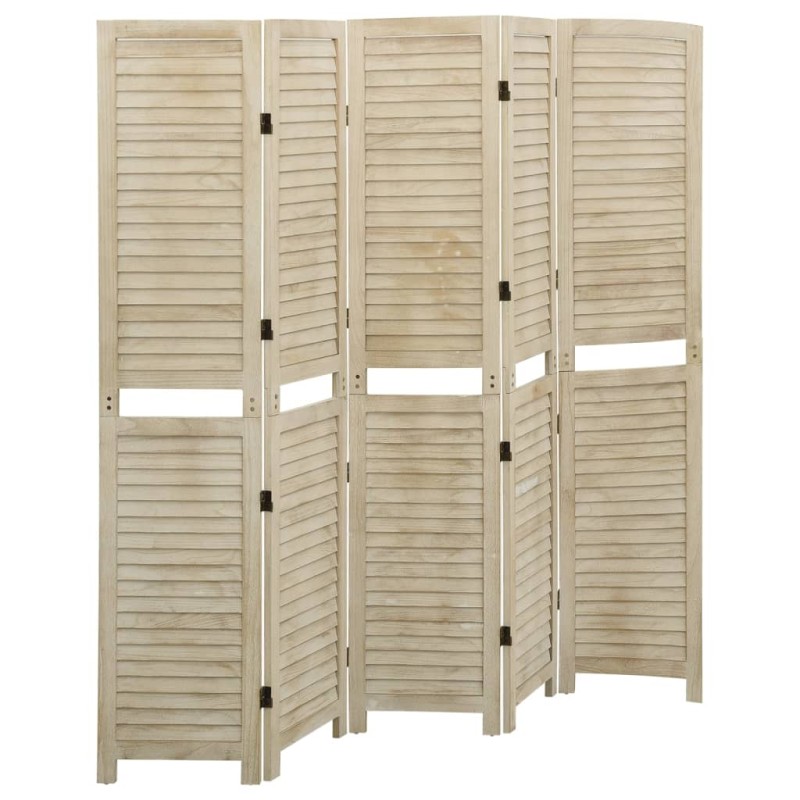 vidaXL Biombo de 5 paneles de madera maciza de paulownia 175x165 cm vidaXL Biombo de 5 paneles de madera maciza de paulownia 175x165 cm
