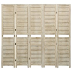 vidaXL Biombo de 5 paneles de madera maciza de paulownia 175x165 cm