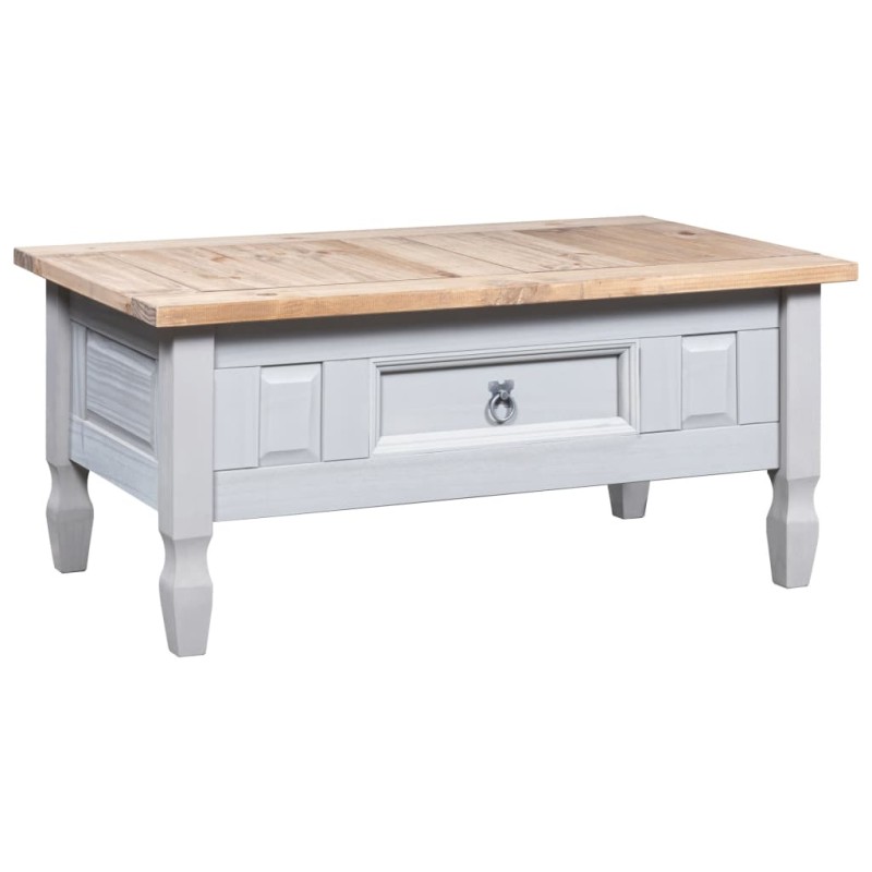 vidaXL Mesa de centro Corona Range pino mexicano gris 100x55x45 cm