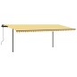 vidaXL Toldo manual retráctil con postes amarillo y blanco 3,5x2,5 m vidaXL Toldo manual retráctil con postes amarillo y blanco 3,5x2,5 m
