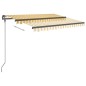 vidaXL Toldo manual retráctil con postes amarillo y blanco 3,5x2,5 m vidaXL Toldo manual retráctil con postes amarillo y blanco 3,5x2,5 m