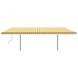 vidaXL Toldo manual retráctil con postes amarillo y blanco 3,5x2,5 m vidaXL Toldo manual retráctil con postes amarillo y blanco 3,5x2,5 m