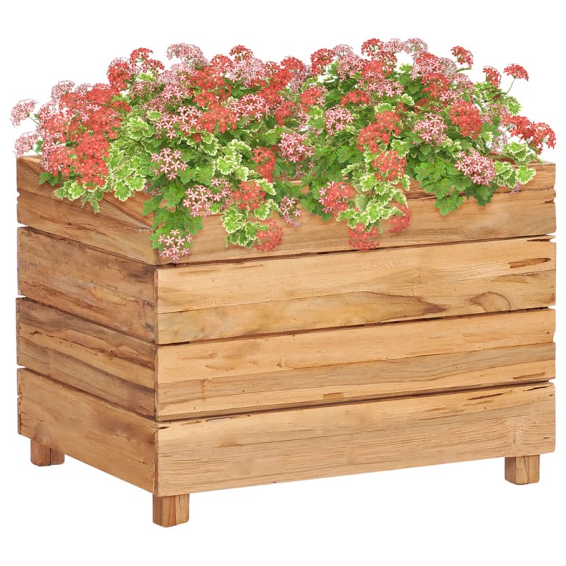 vidaXL Jardinera madera maciza de teca y acero 50x40x38 cm vidaXL Jardinera madera maciza de teca y acero 50x40x38 cm